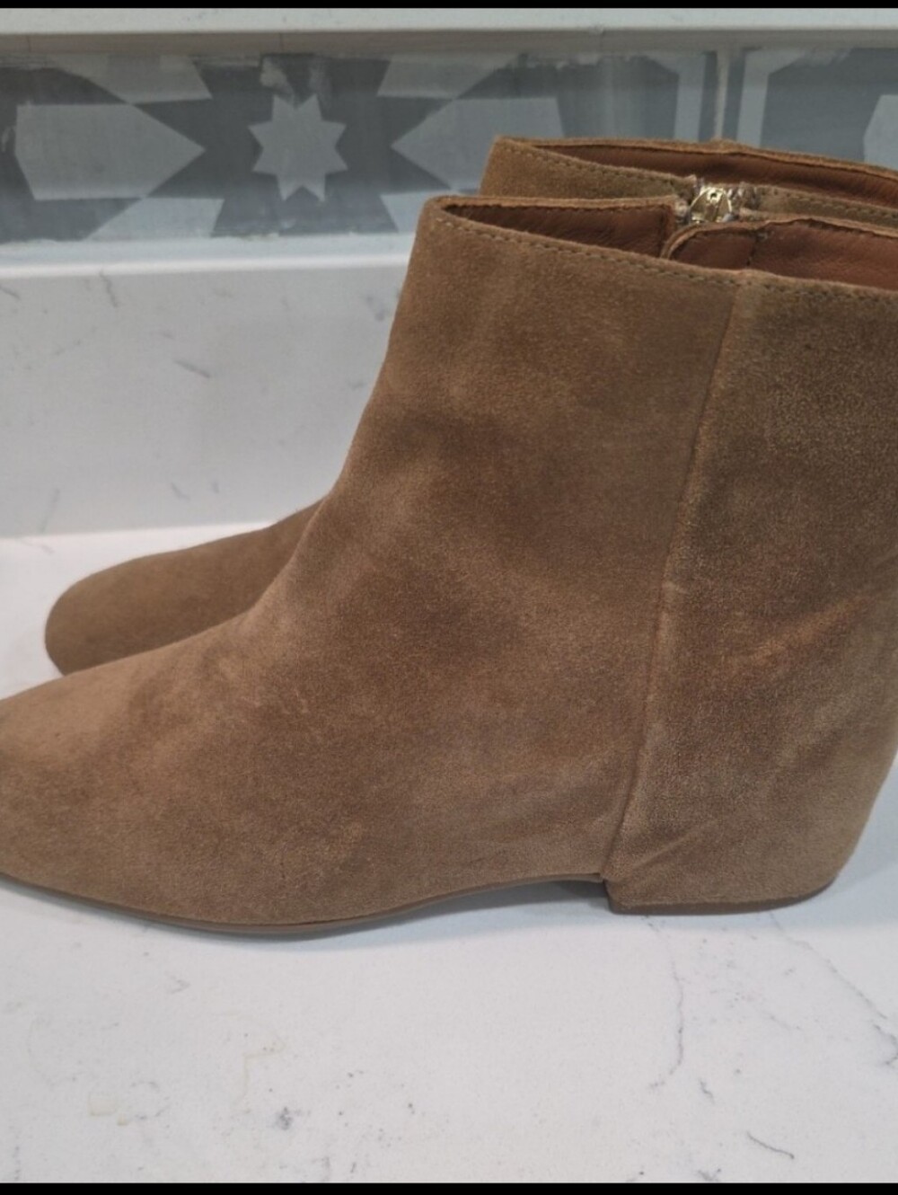 Aquatalia Ulyssa Champagne Suede Hidden Heel Wedge Bootie 2 Different Sizes